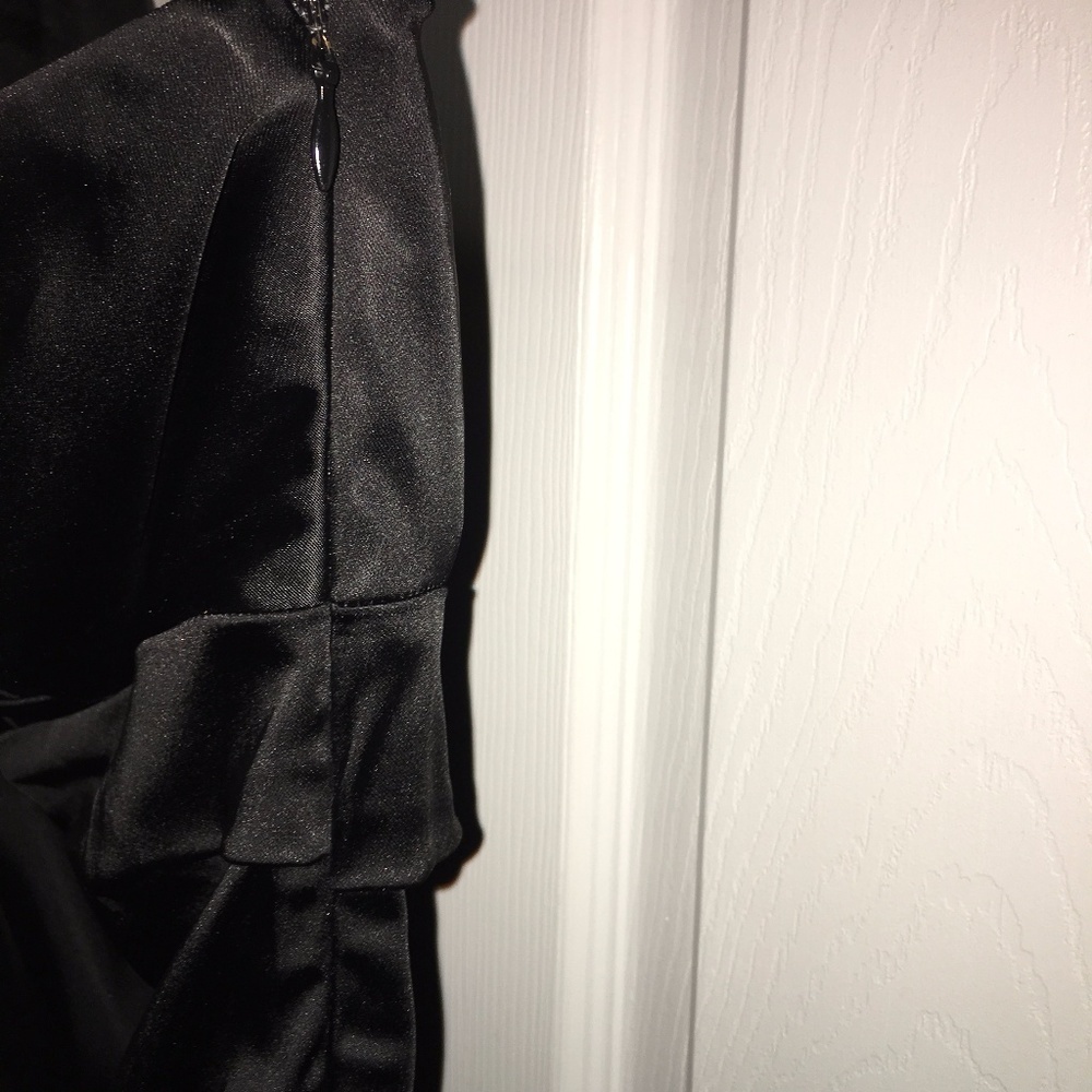 SUZI CHIN Maggy Boutique Black One Shoulder Cocktail Dress Sz 2 - Picture 7 of 11